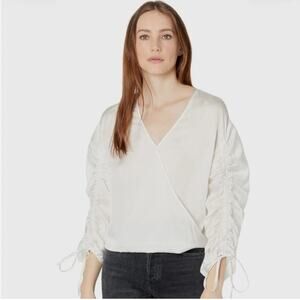 Allsaints Women's Preslie Silk Blouse in Chalk White Size 6